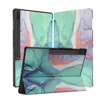 Husa pentru Samsung Galaxy Tab S10 Ultra / Tab S9 Ultra / Tab S8 Ultra, Techsuit FoldPro Green Time (Multicolor)