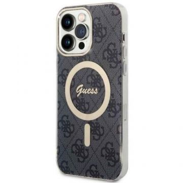 Husa Protectie Spate Guess 4G MagSafe pentru Apple iPhone 15 Pro (Negru)