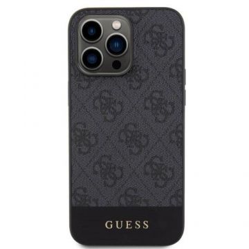 Husa Protectie Spate Guess 4G Stripe Logo MagSafe pentru Apple iPhone 15 Pro (Negru)