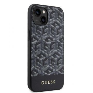 Husa Protectie Spate Guess GCube Stripes MagSafe pentru Apple iPhone 14 (Negru)