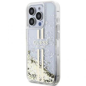 Husa Protectie Spate Guess Liquid Glitter Gold Stripe pentru Apple iPhone 15 Pro (Transparent) Husa Protectie Spate Guess Liquid Glitter Gold Stripe pentru Apple iPhone 15 Pro (Transparent)