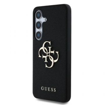 Husa Protectie Spate Guess PU Grained 4G Metal Logo pentru Samsung Galaxy S25 (Negru)