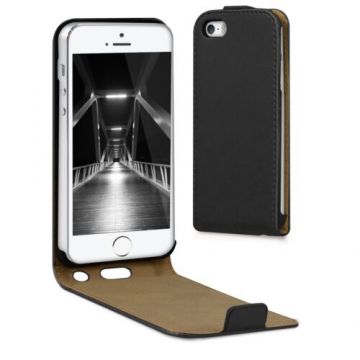 Husa pentru Apple iPhone 5/iPhone 5s/iPhone SE, Piele ecologica, Negru, 17251.01