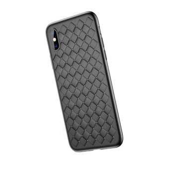 Husa telefon pentru Iphone 8, impletita, imitatie piele Negru